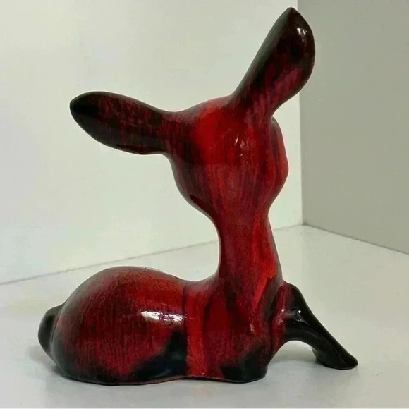 Vintage made in Canada  pottery deer figurine with orange drip glaze - Picture 2 of 4